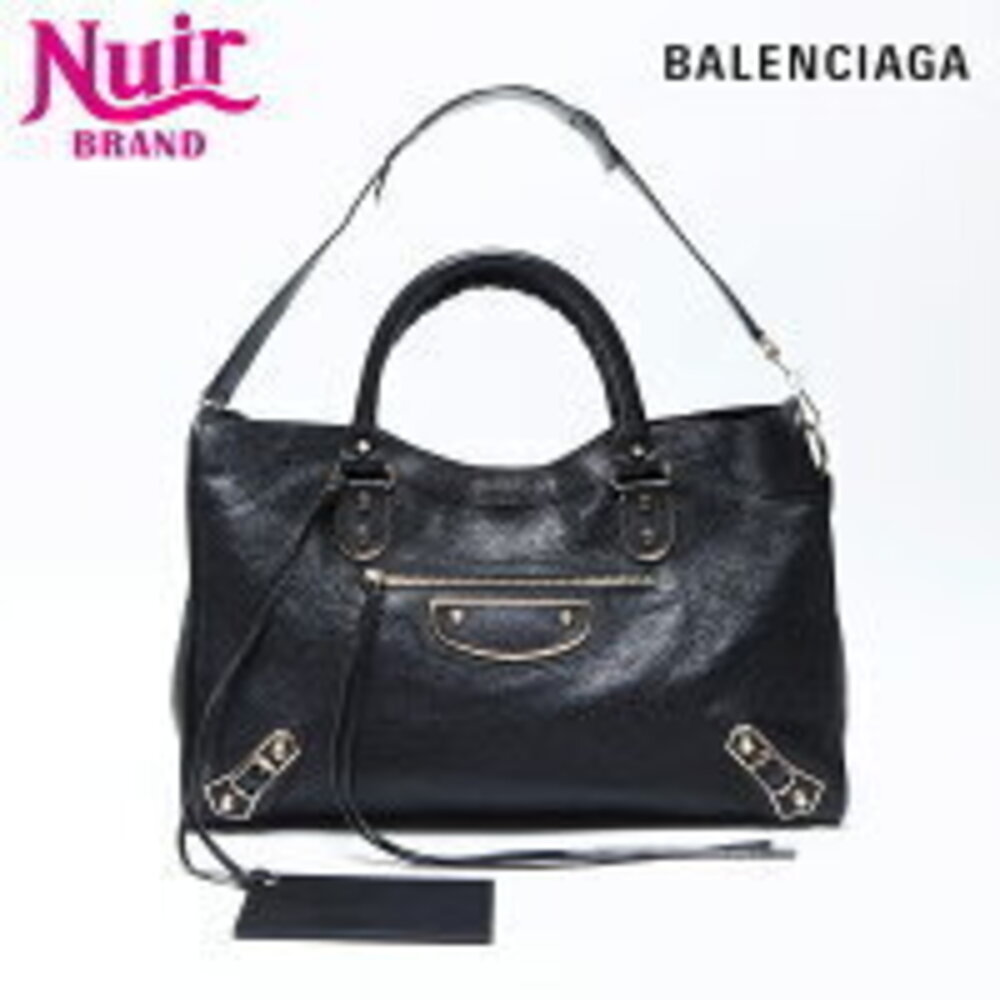 Balenciaga City Leather Shoulder Bag Black
